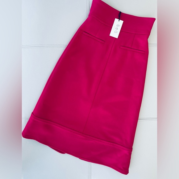 NWT! sea NY Wool Traditions A-Line Zip Skirt FUCHSIA Contrast red satin lining 0 - Picture 6 of 14